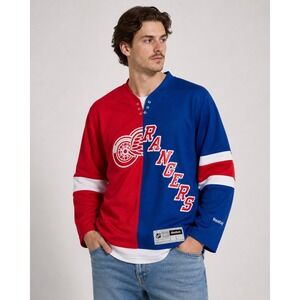 Reebok NHL‎ Detroit Red Wings NY Rangers Split Jersey Gordy 9 Custom Mens Large